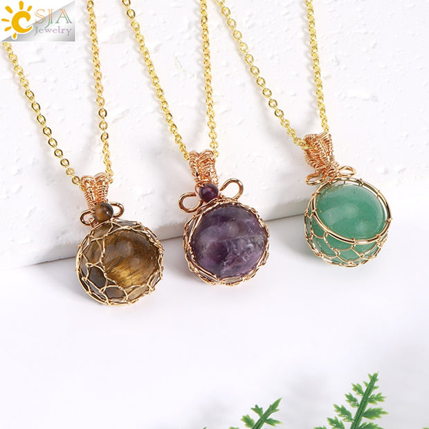 High-Quality Chakra Natural Stone Pendant Necklace