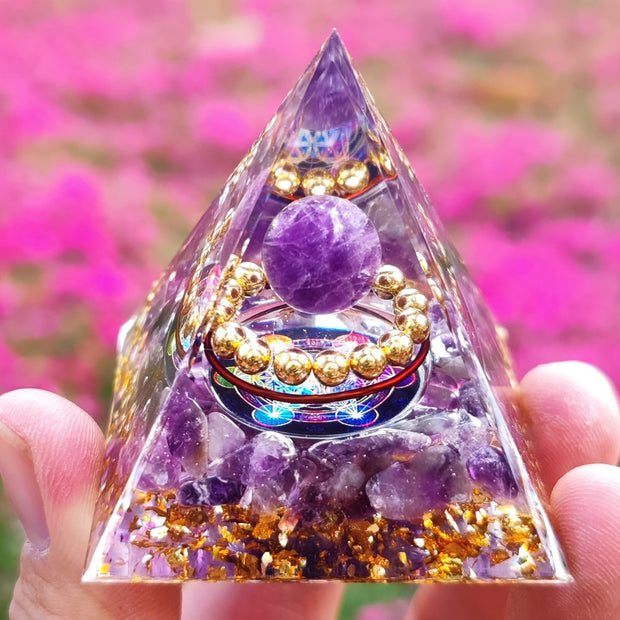Natural Stone Amethyst Crystal Pyramid
