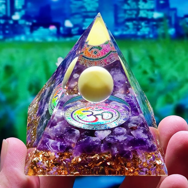 Natural Stone Amethyst Crystal Pyramid - Graceful Home Finds